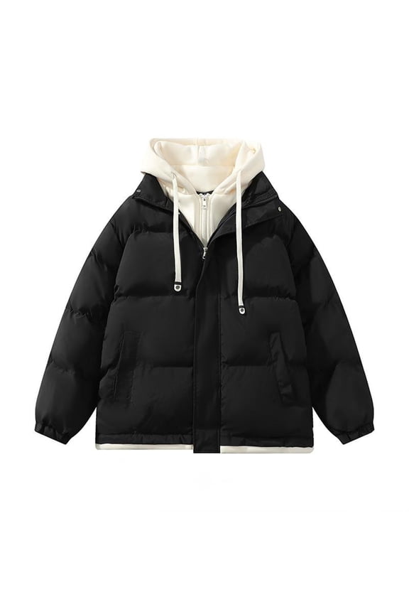 Men's Hooded Padded Coat with Drawstring Hood and Multiple Pockets, Insulated Winter Jacket for Cold Weather Protection and Comfort