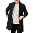 thumbnail image 1 of Pejock Men's Hooded Winter Coat - Long Sleeve Wool Blend Jacket with Lapel Collar, Warm Pockets Outerwear for Casual Daily Wear, 1 of 2