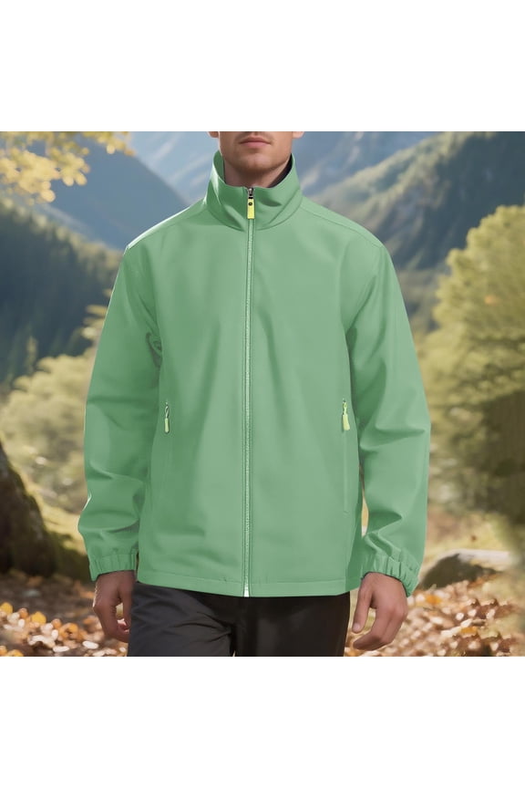 Men's Jacket Outdoor Climbing Hiking Zip-Up Front Long Sleeve with Pockets, Lightweight Loose Fit for Trail Running and Daily Adventure Wear