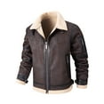 thumbnail image 1 of Pejock Men's Leather Jacket with Velvet Lining, Thickened Polyester Material, Loose Fit Coat, Zipper Pockets, All Season Casual Outdoor Coat, 1 of 3