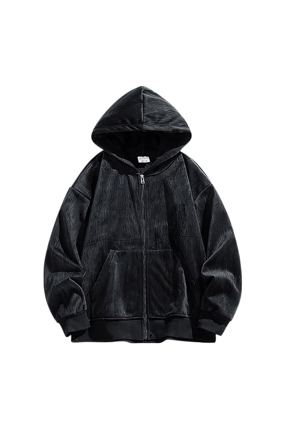 Men's Lightweight Hooded Zip Up Jacket, Windproof Cardigan Style Sweatshirt Coat with Pockets for Outdoor Hiking Camping Cycling All Season Wear