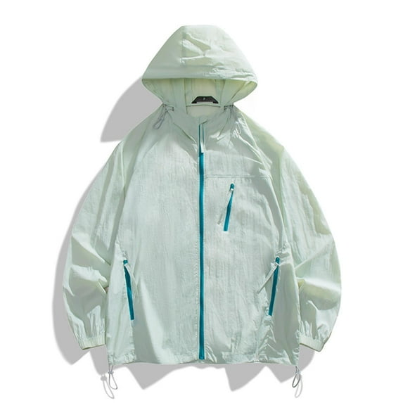 Pejock Men's Lightweight Jacket Outdoor Multi-Pocket Hiking Windbreaker, Hooded Loose Fit Sportswear Coat for Mountain Climbing Tool-Ready Casual Daily Wear