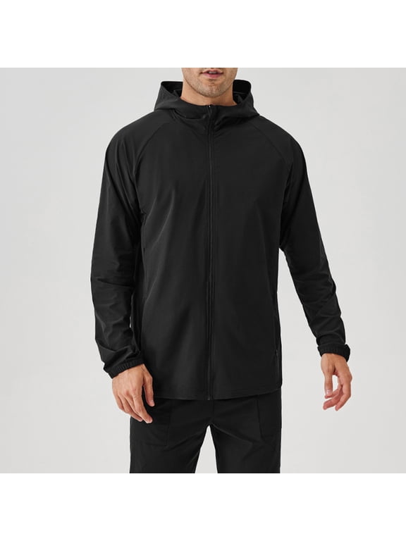 Men's Lightweight Summer Jacket - Breathable Running-Climbing Windbreaker with Zippered Pockets, Loose Fit Hooded Outdoor Sportswear for Casual Daily Wear