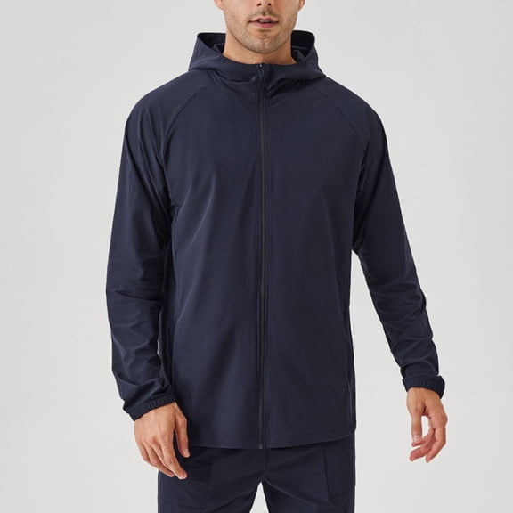 Pejock Men's Lightweight Summer Jacket - Breathable Running-Climbing Windbreaker with Zippered Pockets, Loose Fit Hooded Outdoor Sportswear for Casual Daily Wear