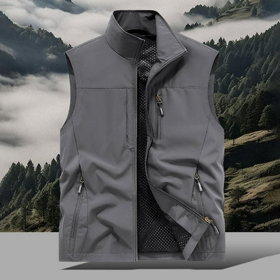 Pejock Men's Lightweight Utility Vest - Outdoor Multi Pocket Sleeveless Jacket for Hiking, Sports, Tool Carrying & Casual Wear, Polyester Breathable Packable Design