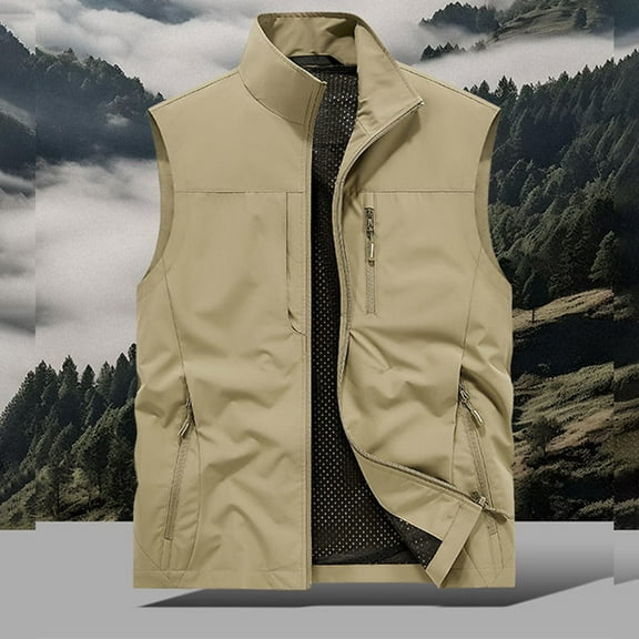 Pejock Men's Lightweight Utility Vest - Outdoor Multi Pocket Sleeveless Jacket for Hiking, Sports, Tool Carrying & Casual Wear, Polyester Breathable Packable Design