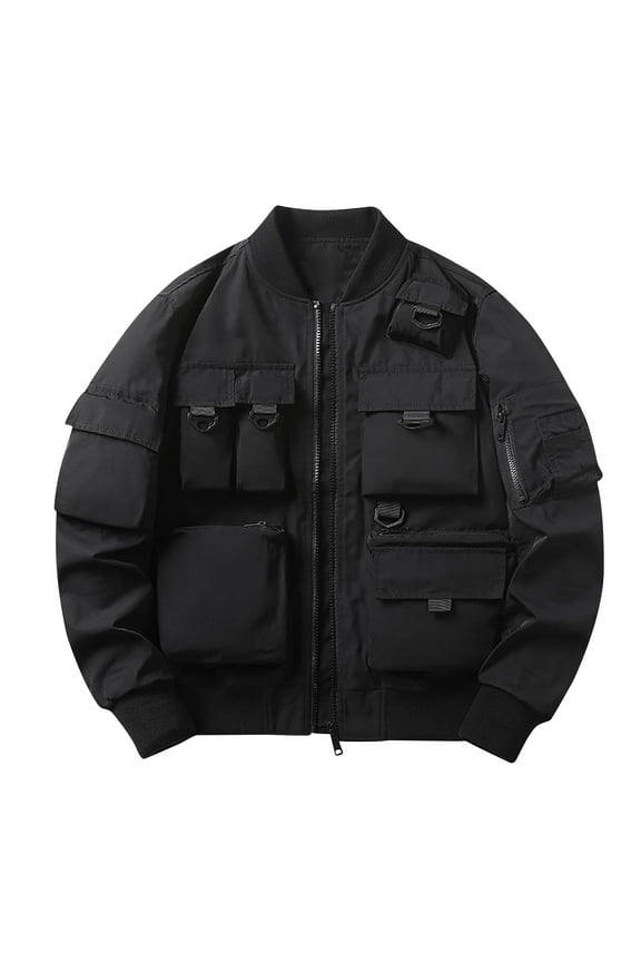 Men's Motorcycle Jacket Heavy-Duty Riding Workwear, Loose Fit Flight Suit Inspired Outdoor Utility Jacket with Multi-Pockets for All-Weather Protection