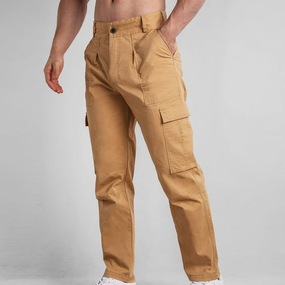 Pejock Men's Overalls Pants with Button and Zipper Closure, Multi-Pocket Cargo Work Pants for Outdoor Activities, Durable Utility Wear, Relaxed Fit Carpenter Overalls