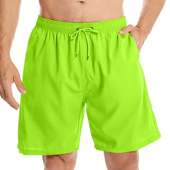 Pejock Men's Plus Size 9" Beach Shorts - Solid Color, Quick-Dry for Surf, Swim & Summer Sports