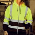thumbnail image 1 of Pejock Men's Reflective Safety Hoodie with Zipper - High Visibility Sanitation Work Sweatshirt, Windproof Hooded Jacket for Outdoor Crews & Casual Wear, 1 of 6