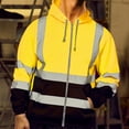 thumbnail image 1 of Pejock Men's Reflective Safety Hoodie with Zipper - High Visibility Sanitation Work Sweatshirt, Windproof Hooded Jacket for Outdoor Crews & Casual Wear, 1 of 4