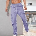 thumbnail image 1 of Pejock Men's Straight Leg Cargo Pants, Zipper & Drawstring Closure, Casual Outdoor Polyester Tapered Trousers for Daily Wear, 1 of 9