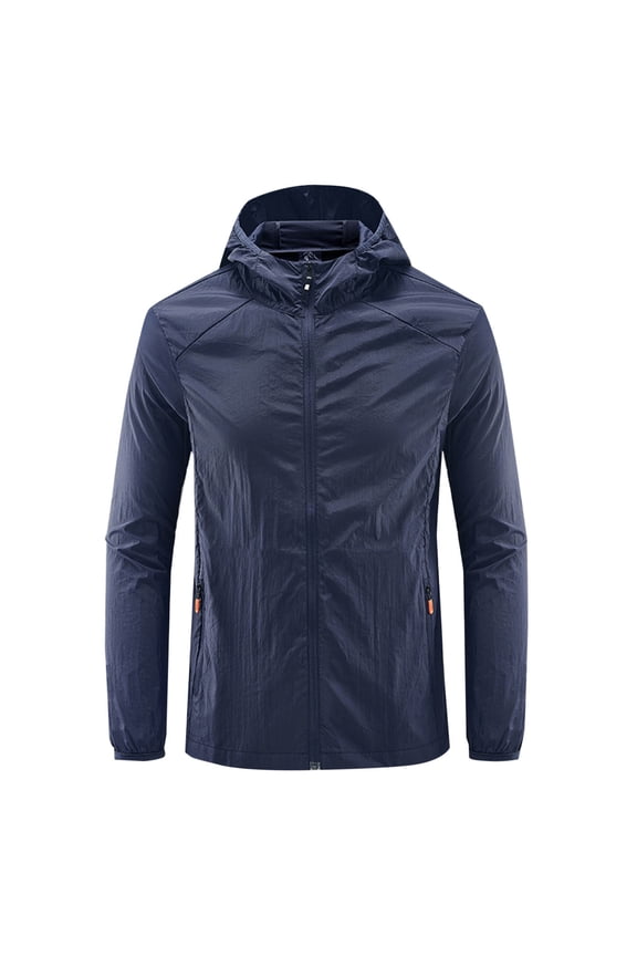 Men's Sun Protection Jacket, Lightweight Ventilated UPF Hooded Coat for Outdoor Activities - Loose Fit Breathable Windbreaker, Oversized UV Shielding Raincoat with Cooling Feature