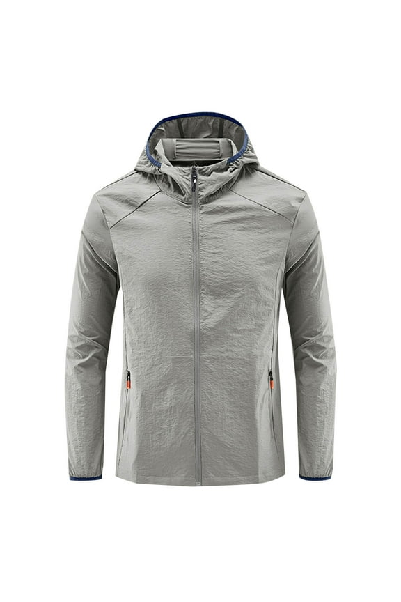Men's Sun Protection Jacket, Lightweight Ventilated UPF Hooded Coat for Outdoor Activities - Loose Fit Breathable Windbreaker, Oversized UV Shielding Raincoat with Cooling Feature
