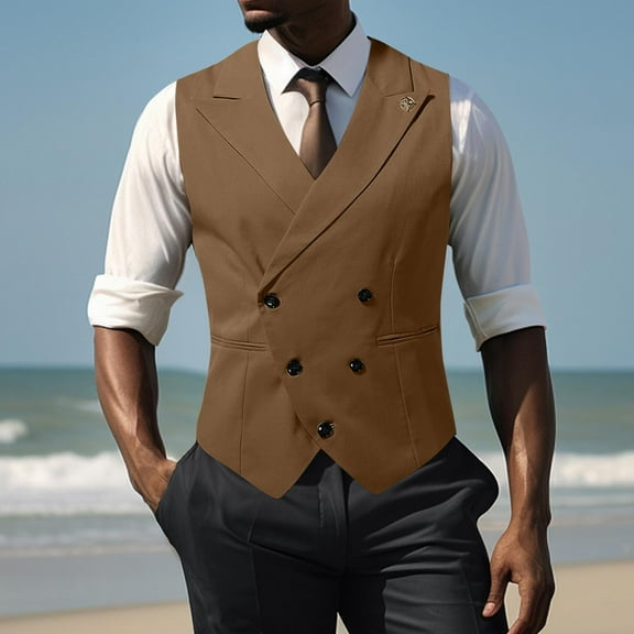 Pejock Men's Thin Sleeveless Work Vest with Stand Collar - Lightweight Polyester Tank Top Featuring Pocket for Casual and Workwear