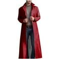 thumbnail image 1 of Pejock Men's Trench Coat, Long Casual Overcoat for Fall and Winter with Leather Buttons, Warm Solid Color Outerwear Jacket, 1 of 5