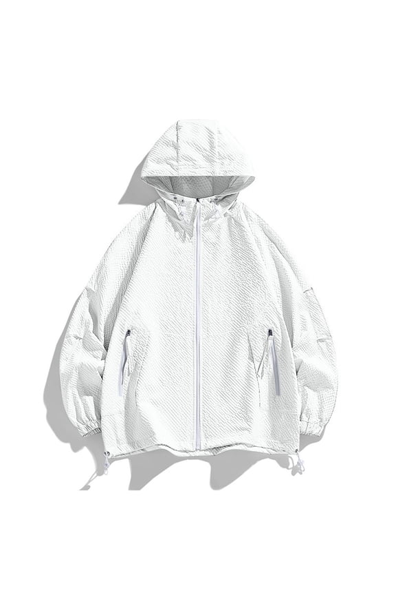 Men's UPF 50 Sun Protective Jacket, Lightweight Hooded Long Sleeve Shirt - Breathable Outdoor Sunshirt for Hiking, Fishing, Beach, Cycling, Running