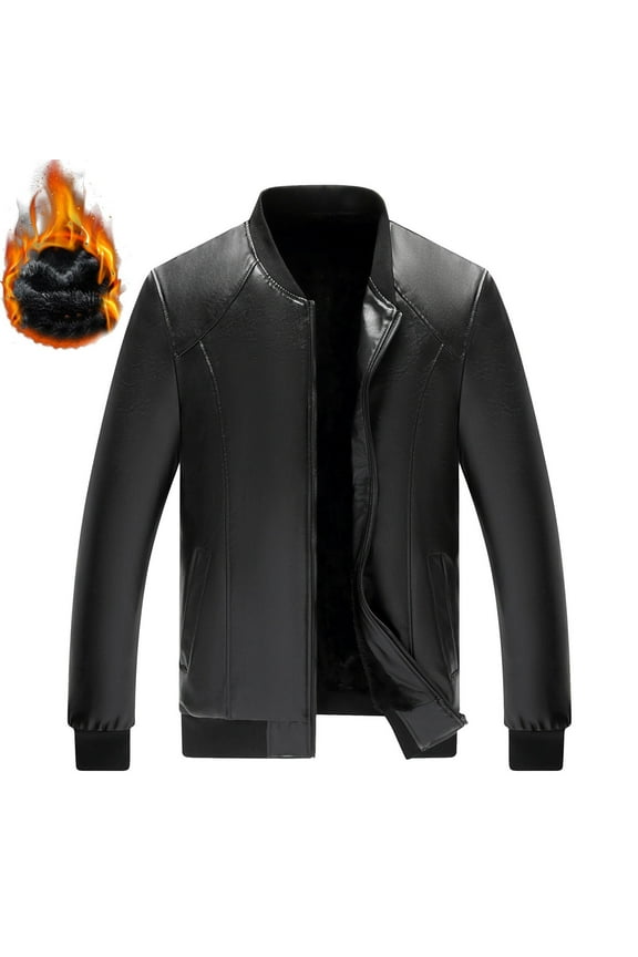 Men's Vintage Baseball Jacket Fleece Lined Winter Coat Long Sleeve Zipper Front Casual Outerwear Warm Wind Resistant Lightweight Daily