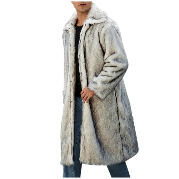 Pejock Men's Winter Fleece Coat - Warm Turn Down Collar Jacket, Long Sleeve Solid Color Outerwear for Daily Casual Wear, Outdoor Comfort
