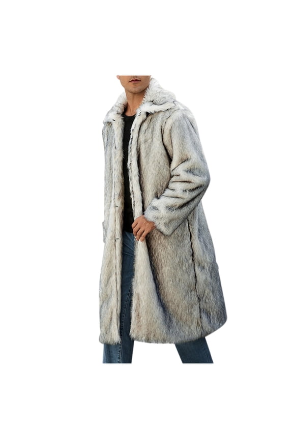 Men's Winter Fleece Coat - Warm Turn Down Collar Jacket, Long Sleeve Solid Color Outerwear for Daily Casual Wear, Outdoor Comfort