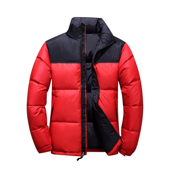 Pejock Men's Winter Down Jacket - Warm Insulated Patchwork Stand Collar Coat, Long Sleeve Zipper Closure Polyester Outerwear for Casual Daily Outdoor Wear