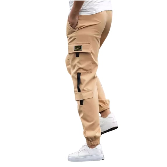 Pejock Men's Work Pants Casual Elastic Waist Leggings, Lightweight Lounge Pants with Multiple Pockets Comfort Stretch Fit for Outdoor Home Daily Wear
