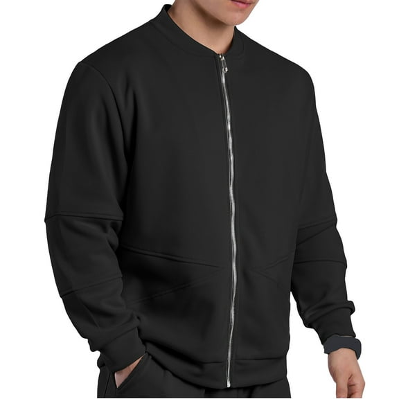 Pejock Men's Zip Hoodie Jacket, Lightweight Herringbone Twill Full-Zip Running Coat with Side Pockets, Casual Sports Outdoor Pullover for Commuting Gym Daily Wear