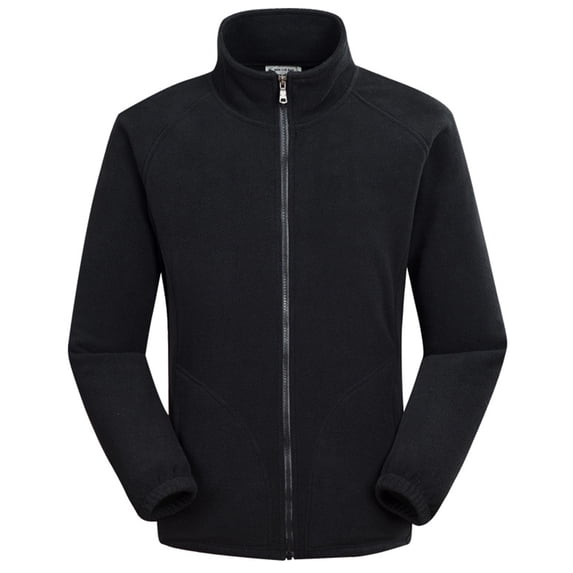 Pejock Men's Zip Up Jacket Stand Collar Fleece Hoodie, Solid Color Cardigan Sweatshirt for Outdoor Casual Wear, Wrinkle Proof Machine Washable Lightweight Insulation