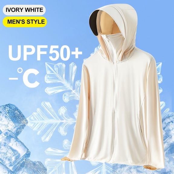 Pejock Men's Zipper Sun Protection Hoodie, Long Sleeve UV Windproof Sportswear with Thumb Holes & Cooling Ventilation for Outdoor Athletics, Hiking and Summer Wear
