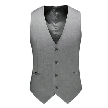 Pejock Mens Formal Suit Vest Slim Fit Casual Business Dress Waistcoat Vest