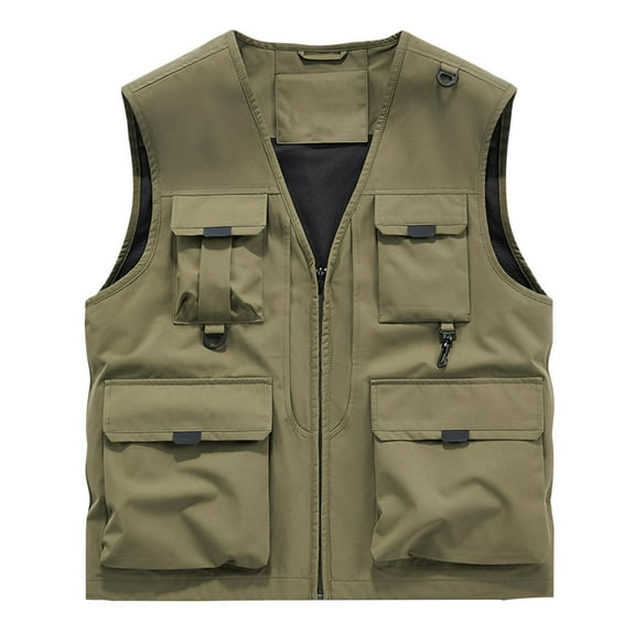 Pejock Mens Outdoor Work Fishing Travel Photo Cargo Vest Hiking Waistcoat Jacket with Multi-Pockets