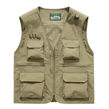 Pejock Mens Outdoor Work Fishing Travel Photo Cargo Vest Hiking Waistcoat Jacket with Multi-Pockets