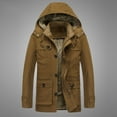 thumbnail image 1 of Pejock Mens Thickened Winter Coat, Detachable Hooded Long Sleeve Overcoat for Outdoor Leisure, Soft Woolen Casual Jacket with Pockets, Asian Fit Size Guide, 1 of 3