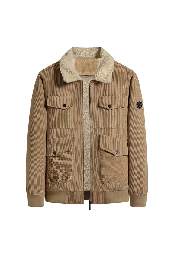Mens Winter Jacket Thick Thermal Cotton Warm Fleece Lined Coat Trucker Lapel Work Cargo Jackets