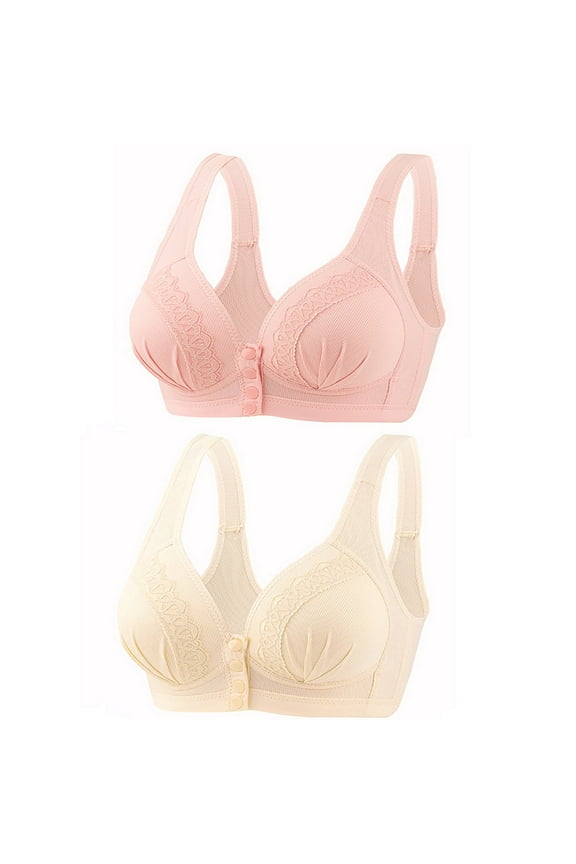 Minimizer Bras for Women Plus Size 2Pack Full Cup Nursing Bras Seamless Maternity Bras for Easy Breastfeeding with Extra Bra Extenders Front Open Button Maternity Bras Back Adjustment Bra