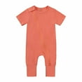 thumbnail image 1 of Pejock Newborn Baby Girl's Boy's Romper Jumpsuit Organic Cotton One-Piece Coverall Toddler Short Sleeve Zipper One-piece Pajamas Romper Jumpsuit, 0-24Months, 1 of 6