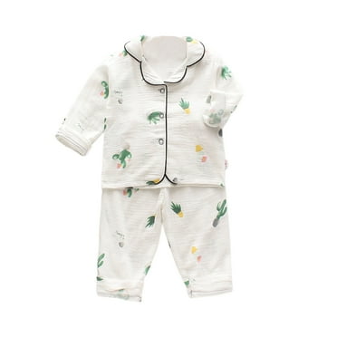 Pejock Pajamas Set for Kids, Korean Style Casual Long-Sleeved Cotton Gauze Bear Pajamas Two-Piece Set For Boys And Girls Aged 1-4 Years Old