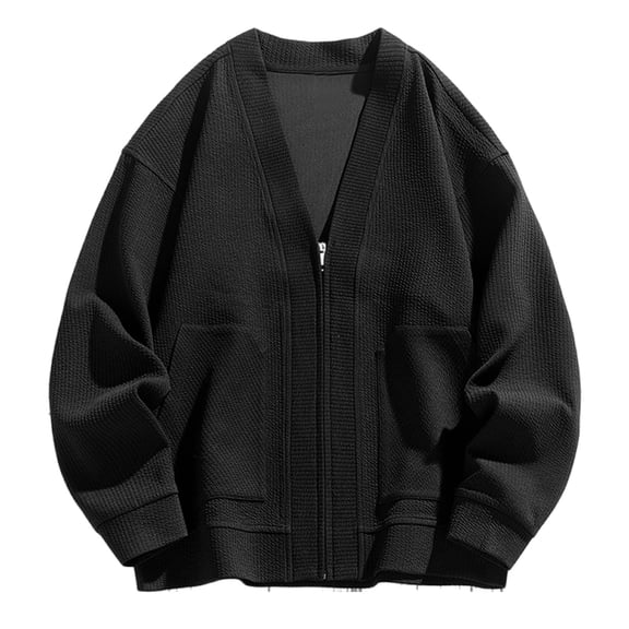 Pejock Plus Size Men's Lightweight Jacket, Casual Long Sleeve Coat for Winter Spring, Outdoor Daily Wear, Polyester Stand Collar Outwear