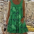 thumbnail image 1 of Pejock Summer Dresses for Women 2023 Round Neck Lace Patchwork Printed Loose Sleeveless Dress Green M (US Size:6), 1 of 2