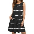 thumbnail image 1 of Pejock Summer Dresses for Women Beach Floral Tshirt Sundress Sleeveless Pockets Casual Loose Tank Dress Black L (US Size: 8), 1 of 4