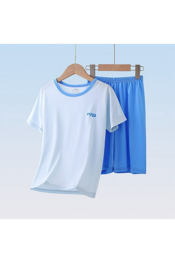 Kids Active Sportswear Set (4-14Y) ‖ T-Shirt & Stretchy Shorts, Summer Outdoor Play Clothes, Quick-Dry & Comfort Fits, Machine Washable