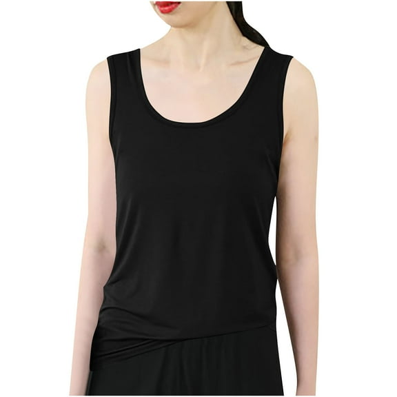 Pejock Summer Tank Tops for Women Plus Size Vest Solid Scoop Neck Flowy Shirts