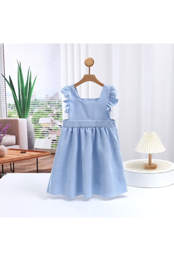 Toddler Girls Princess Dress - Summer Sleeveless Solid Color Cotton Blend for Casual, Party, Ages 2-10 Years