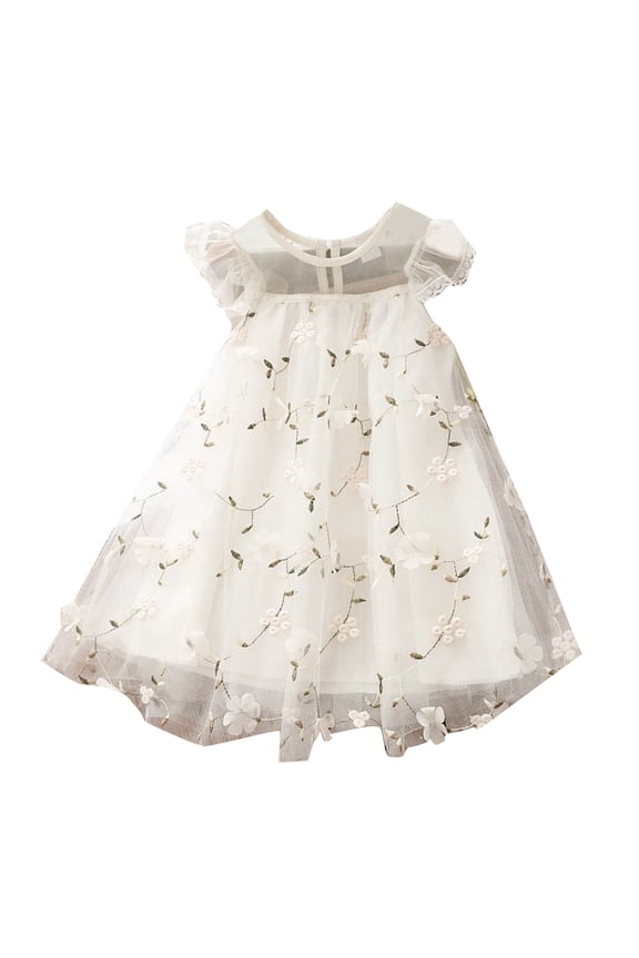 Toddler Girls Sleeveless Dress - Printed Princess Ruffle Dress, Breathable Summer Outfit for Baby 1-9 Years, Soft Stretch Fabric Playdate & Party Wear, Size 90-130