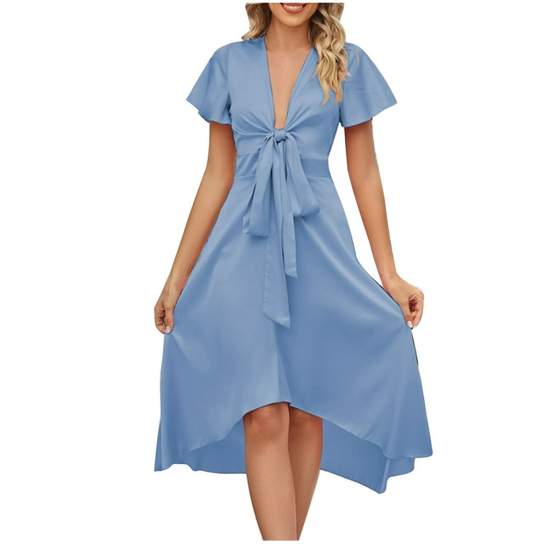 Sexy Party Solid With Bow V Neck Sling Dresses Sexy Party Solid With Bow V Neck Sling Dresses