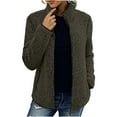 thumbnail image 1 of Pejock Women's 2023 Fashion Winter Coat Long Sleeve Lapel Zip Up Faux Shearling Shaggy Oversized Shacket Jacket Fuzzy Fleece Open Front Solid Color Pocket Sweatshirt Coat Outwear Jacket, 1 of 6