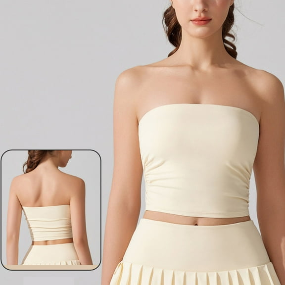 Pejock Women's Basic Tube Tops, Strapless Going Out Crop Tops, Backless Sleeveless Bandeau, Summer Casual Tanks