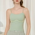 thumbnail image 1 of Pejock Women's Built-in Bra Tank Top, Spaghetti Strap V Neck Cami, Seamless Slim Fit Layering Shirt, Removable Padding Support, No Show Going Out Top, 1 of 7