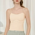 thumbnail image 1 of Pejock Women's Built-in Bra Tank Top, Spaghetti Strap V Neck Cami, Seamless Slim Fit Layering Shirt, Removable Padding Support, No Show Going Out Top, 1 of 7