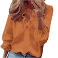 thumbnail image 1 of Pejock Women's Button Down Shirt Dressy Casual Womens Summer Tops Long Sleeve Fashion Floral Ruffle V Neck Blouses Plus Size Shirts for Work Business Casual T Shirts, 1 of 5